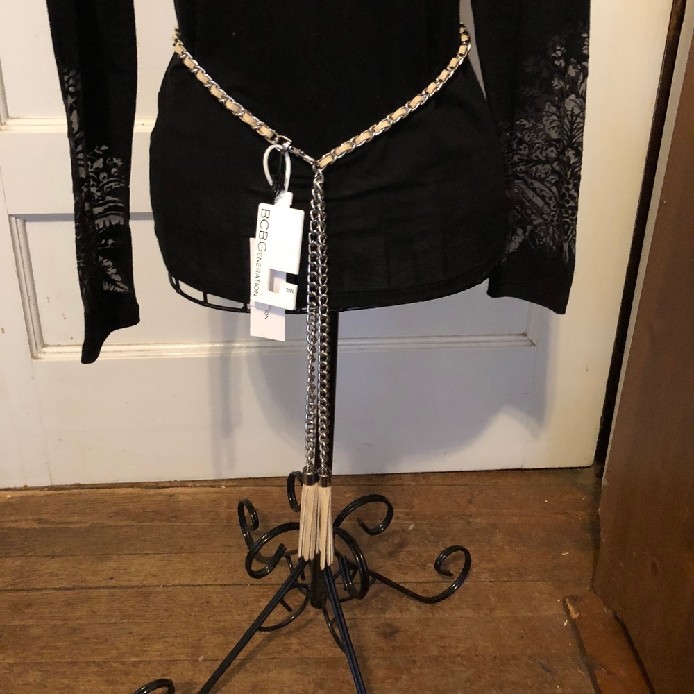 BCBGeneration Sand chain metal tassels M/L belt - Picture 2 of 8
